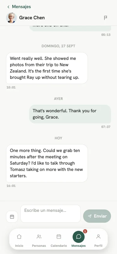Una conversación entre un jefe de equipo y el responsable.